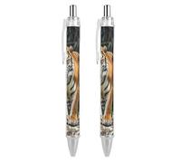 KLJHNVBM Tiger on A Boulder in The Jungle Ballpoint Pens - Black Ink Fine Point 0.5mm Pens, Smooth Writing & Comfortable Grip for Office Home, Durable PC Material, Great Gift Idea