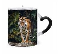 KLJHNVBM Tiger on A Boulder in The Jungle Color Changing Coffee Mugs 11 Oz Heat Changing Mug Magic Ceramic Mugs Novelty Tea Cup Hidden Message Coffee Mug for Birthday, Christmas, Funny Gifts