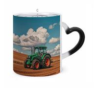 KLJHNVBM Tractor Under Blue And White Clouds Color Changing Coffee Mugs 11 Oz Heat Changing Mug Magic Ceramic Mugs Novelty Tea Cup Hidden Message Coffee Mug for Birthday, Christmas, Funny Gifts