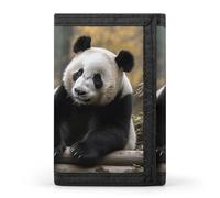 KLJHNVBM Two Big Pandas Trifold Wallet for Men - Money Clip Slim Wallets with Multiple Card Slots Minimalist Small Front Pocket Wallet for Everyday Carry