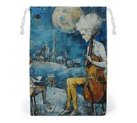 KLJHNVBM Two People on Chairs Gift Bag, 20 * 25cm Double-Sided Print Canvas Drawstring Bag - Reusable Multi-Purpose Storage Sack for Travel, Snacks & Jewelry