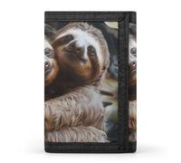 KLJHNVBM Two Sloths Hugging Trifold Wallet for Men - Money Clip Slim Wallets with Multiple Card Slots Minimalist Small Front Pocket Wallet for Everyday Carry