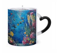 KLJHNVBM Underwater Coral Reef Color Changing Coffee Mugs 11 Oz Heat Changing Mug Magic Ceramic Mugs Novelty Tea Cup Hidden Message Coffee Mug for Birthday, Christmas, Funny Gifts