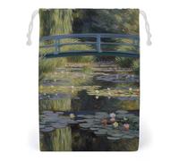 KLJHNVBM Water Lily Pond Gift Bag, 20 * 25cm Double-Sided Print Canvas Drawstring Bag - Reusable Multi-Purpose Storage Sack for Travel, Snacks & Jewelry
