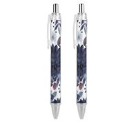 KLJHNVBM Watercolor Dark Blue Pattern Ballpoint Pens - Black Ink Fine Point 0.5mm Pens, Smooth Writing & Comfortable Grip for Office Home, Durable PC Material, Great Gift Idea