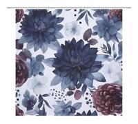 KLJHNVBM Watercolor Dark Blue Pattern Shower Curtain with Hooks, Waterproof Polyester Fabric Bathroom Curtains Decorative Bath Curtain for Bathtub & Shower Stall - Machine Washable