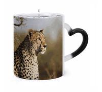KLJHNVBM Wild Animal Leopard Color Changing Coffee Mugs 11 Oz Heat Changing Mug Magic Ceramic Mugs Novelty Tea Cup Hidden Message Coffee Mug for Birthday, Christmas, Funny Gifts