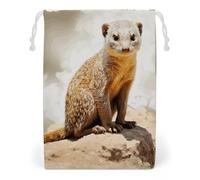 KLJHNVBM Wild Meerkats Gift Bag, 20 * 25cm Double-Sided Print Canvas Drawstring Bag - Reusable Multi-Purpose Storage Sack for Travel, Snacks & Jewelry
