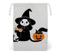 KLJHNVBM Witchy Wall Art Gift Bag, 20 * 25cm Double-Sided Print Canvas Drawstring Bag - Reusable Multi-Purpose Storage Sack for Travel, Snacks & Jewelry