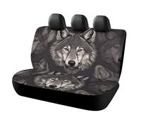 KLJHNVBM Wolf Head Pattern Car Seat Cover - Universal Fit, Elastic Edge Design for Easy Installation, Durable Car Back Seat Cover Prevent Wear, Spills & Damage, Machine Washable