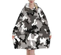 KLJnmbb Ack Grey White Camo Print Adults Cozy Oversized Blanket Hoodie Family Winter Lightweight And Easy To Wear