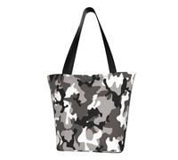 KLJnmbb ack Grey White Camo Print Functional Shoulder Bag Travel Beach Trendy Handbag Daily Vacation Work Summer Use
