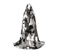 KLJnmbb Ack Grey White Camo Print Hooded Cloak Adults Teens Kids Variety Wizard Cape Robehalloween Carnival Cosplay