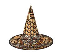 KLJnmbb African Style Patchwork Print Halloween Witch Cap Cosplay Accessory | Wizard Hat Foldable Costume Carnival Masquerade Party Decor Festivities