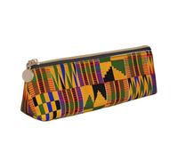 KLJnmbb African Weaving Print Elegant Pencil Case Large Capacity Triangle Pouch with Zipper for Writing Tools