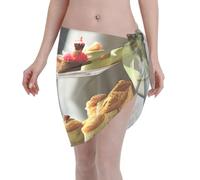KLJnmbb Afternoon Tea Print Women Short Beach Wrap Towel Lightweight Semi-Sheer Quick-Dry Wear Summer Days