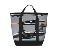 KLJnmbb Aircraft Fighter Jetsprint Tote Bag Large Capacity Insulated Thermal For Daily Lunch Picnic Beach Shopping