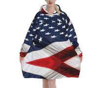 KLJnmbb American Flag Print Adults Cozy Oversized Blanket Hoodie Family Winter Lightweight And Easy To Wear Black