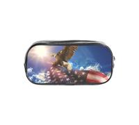 KLJnmbb American USA Flag Eagle Art Print Clear Pencil Case for Students Kids Boys Girls Transparent Stationery Organizer