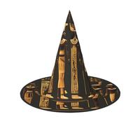 KLJnmbb Ancient Egyptian Hieroglyph Print Unisex Halloween Witch Hat Adults And Teens Cap Parties Carnivals Costumes Caps