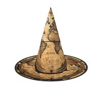 KLJnmbb Ancient Map World Globe Print Unisex Halloween Witch Hat Adults And Teens Cap Parties Carnivals Costumes Caps