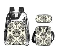KLJnmbb Asian Elephants Print Clear Lightweight 3-Piece Lunch Bag Combo Transparent Backpack Set School Travel