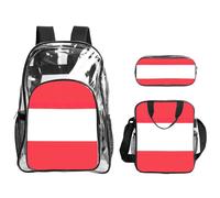 KLJnmbb Austrian Flag Print Clear Lightweight 3-Piece Lunch Bag Combo Transparent Backpack Set School Travel