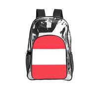 KLJnmbb Austrian flag Print Unisex See Through Bag Clear Backpack with Pocket School Hiking Work Outdoor Use