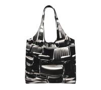 KLJnmbb Barber Shop Monochrome Style Print Oversized Canvas Tote Bag Lightweight Shoulder Handbag For Beach Travel Daily