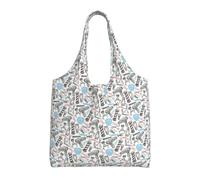 KLJnmbb Barber Shop Monochrome Style Print Oversized Canvas Tote Bag Lightweight Shoulder Handbag For Beach Travel Daily