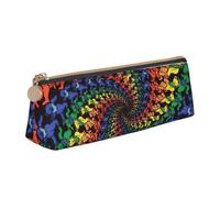 KLJnmbb Bear Dancing Tie Dye Print Elegant Pencil Case Large Capacity Triangle Pouch with Zipper for Writing Tools