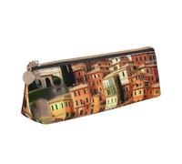 KLJnmbb Beautiful Italy Print Elegant Pencil Case Large Capacity Triangle Pouch with Zipper for Writing Tools