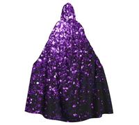 KLJnmbb Beautiful Purple Glitter Print Adults Hooded Cloak Costume Carnival Cosplay Party Accessory Supplies Outdoor