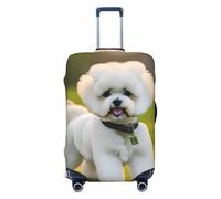 KLJnmbb Bichon Frise Dog On The Grass Print Stretchable Suitcase Universal Elastic Luggage Protector Sleeve Vacation Travel