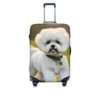 KLJnmbb Bichon Frise Dog on The Grass Print Universal Suitcase Cover Luggage Protector Elastic Washable Travel Luggage Cover