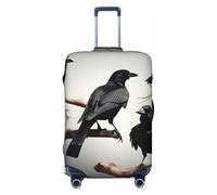 KLJnmbb Black Crow Birds on a Branch Print Universal Suitcase Cover Luggage Protector Elastic Washable Travel Luggage Cover
