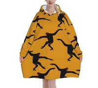 KLJnmbb Black Gibbon Monkey Print Adults Cozy Oversized Blanket Hoodie Family Winter Lightweight And Easy To Wear
