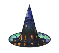 KLJnmbb Black Haunted Mansion Print Unisex Halloween Witch Hat Adults And Teens Cap Parties Carnivals Costumes Caps