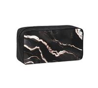KLJnmbb Black Rose Gold Marble Print Lightweight Case Stationery Organizer Pouch Office Travel Commute Home Gifting