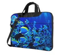 KLJnmbb Blue Fishes Ocean Print Stylish Portable Laptop Bag Shoulder Briefcase Commuting Gifting Casual Business