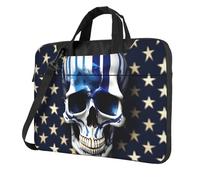KLJnmbb Blue Stripe Stars Skull Print Practical Bag Stylish And Protective Laptop Bag Versatile Soft Bag For Women Men