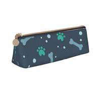 KLJnmbb Bones and Dog Claws Print Elegant Pencil Case Large Capacity Triangle Pouch with Zipper for Writing Tools