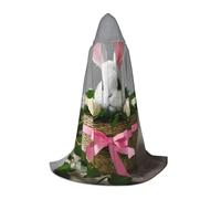 KLJnmbb Bunny Rosette Print Hooded Cloak Adults Teens Kids Variety Wizard Cape Robehalloween Carnival Cosplay
