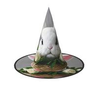 KLJnmbb Bunny Rosette Print Unisex Halloween Witch Hat Adults And Teens Cap Parties Carnivals Costumes Caps