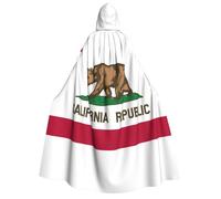 KLJnmbb California State Flag Print 190cm Hooded Cloak Cape For Adults Carnival Costume Witch Masquerade Cosplay Events