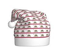 KLJnmbb California State Flag Print Adult Christmas Hat Festive Costumes Trim Santa Cap for Xmas Holiday Party Ball