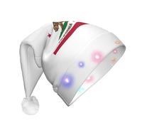 KLJnmbb California State Flag Print Adult Christmas Hat With Lights Festive Accessory For New Year Party Supplies