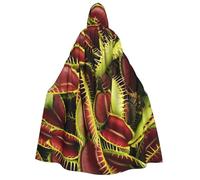 KLJnmbb Carnivorous Plant Print Hooded Cloak Cosplay Adult Halloween Christmas Carnival Theme Parties Versatile