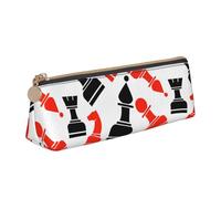 KLJnmbb Chess Pattern Print Elegant Pencil Case Large Capacity Triangle Pouch with Zipper for Writing Tools