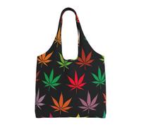 KLJnmbb Colorful Cannabis Leaves Print Oversized Canvas Tote Bag Lightweight Shoulder Handbag For Beach Travel Daily